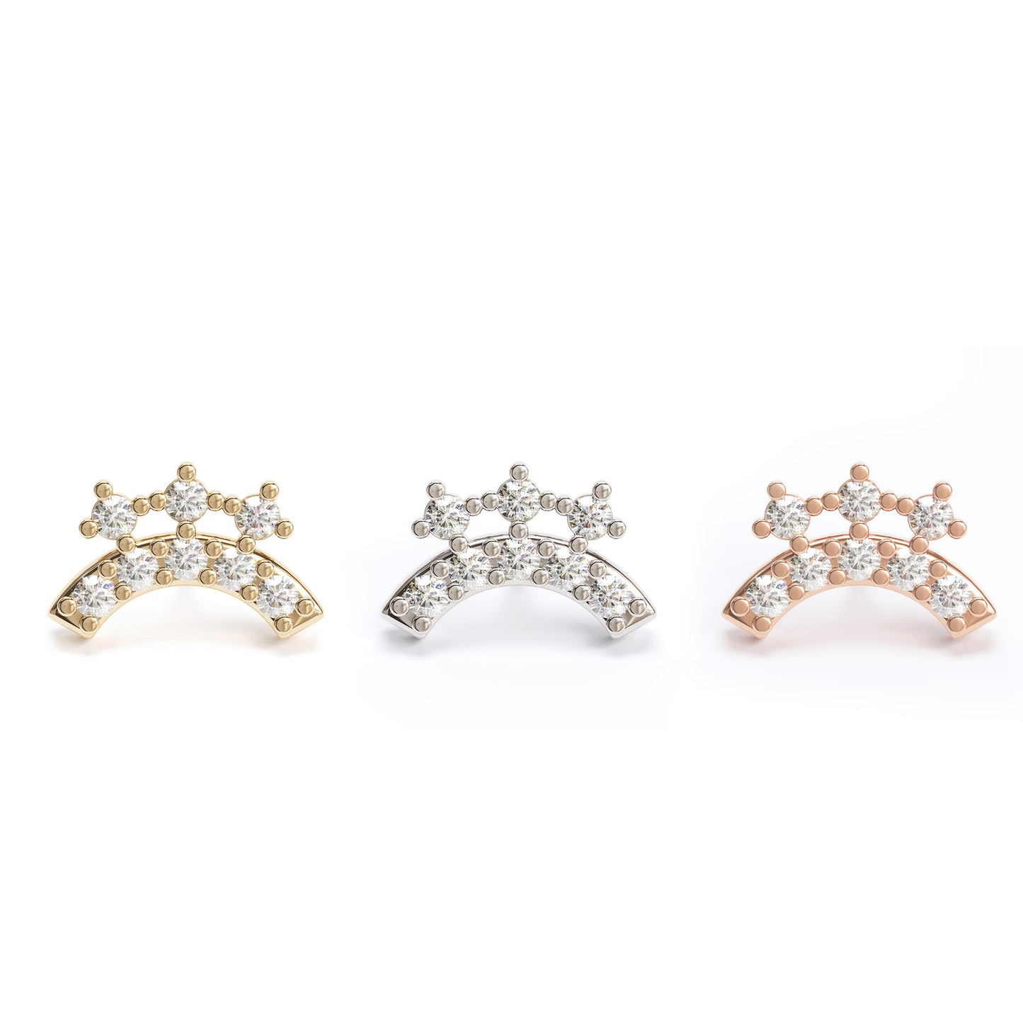 14K Gold Diamond Curved Threadless End