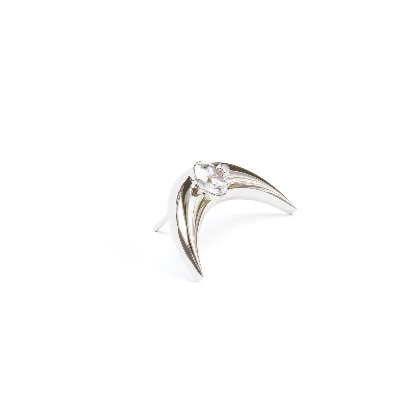 14K Gold Diamond Crescent Moon Threadless End