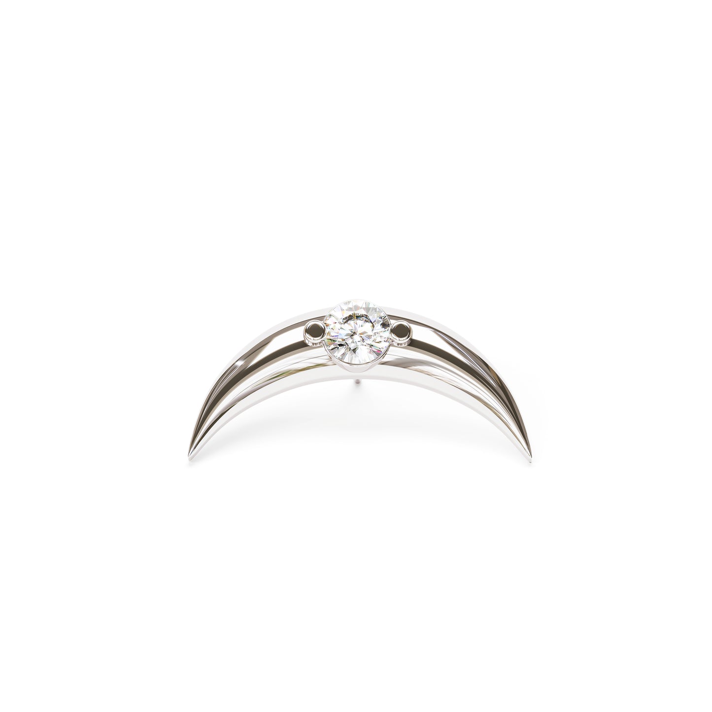 14K Gold Diamond Crescent Moon Threadless End