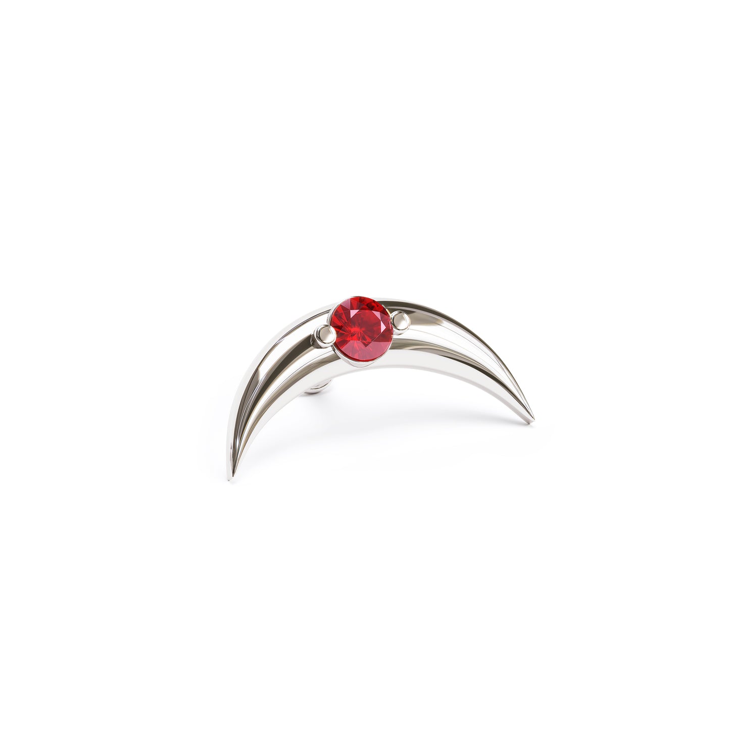 14K Gold Ruby Crescent Moon Stud