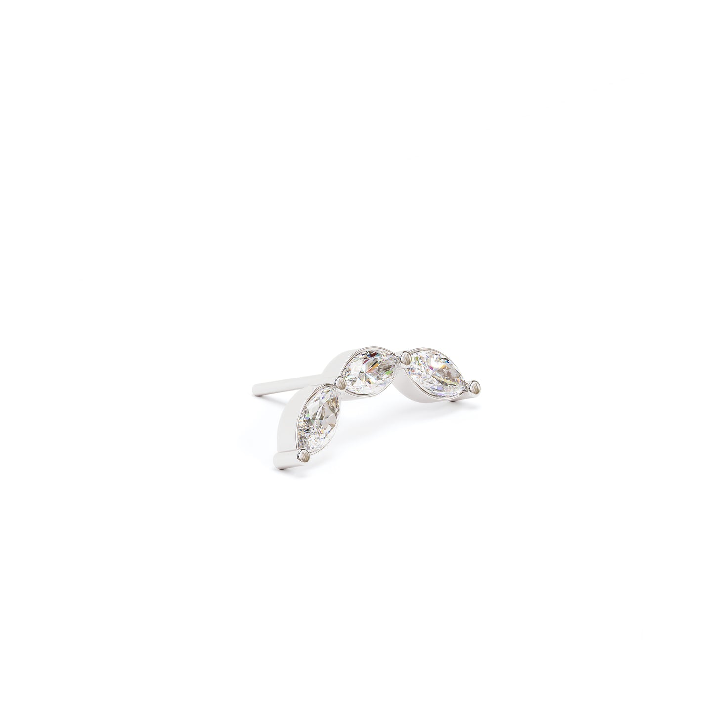 14K Gold Trio Marquise Diamond Curved Threadless End