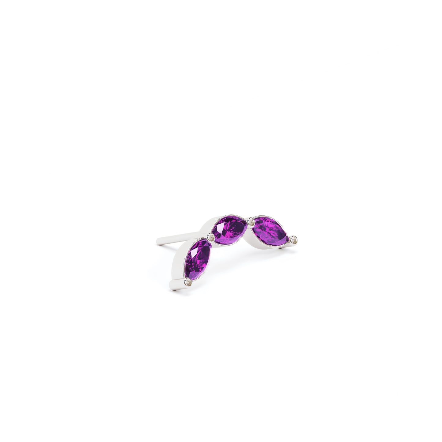14K Gold Trio Marquise Amethyst Curved Threadless End