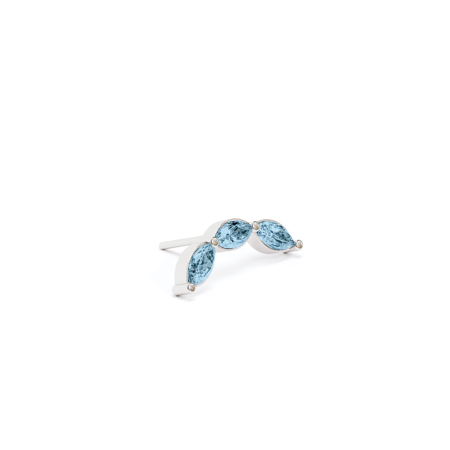 14K Gold Trio Marquise Blue Topaz Curved Threadless End