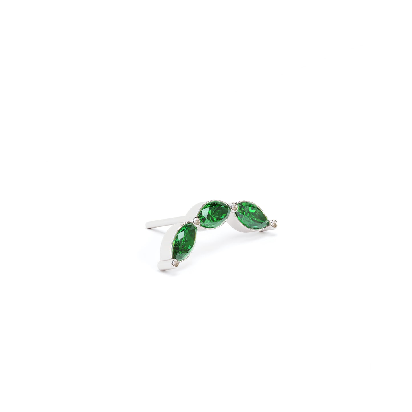 14K Gold Trio Marquise Emerald Curved Threadless End