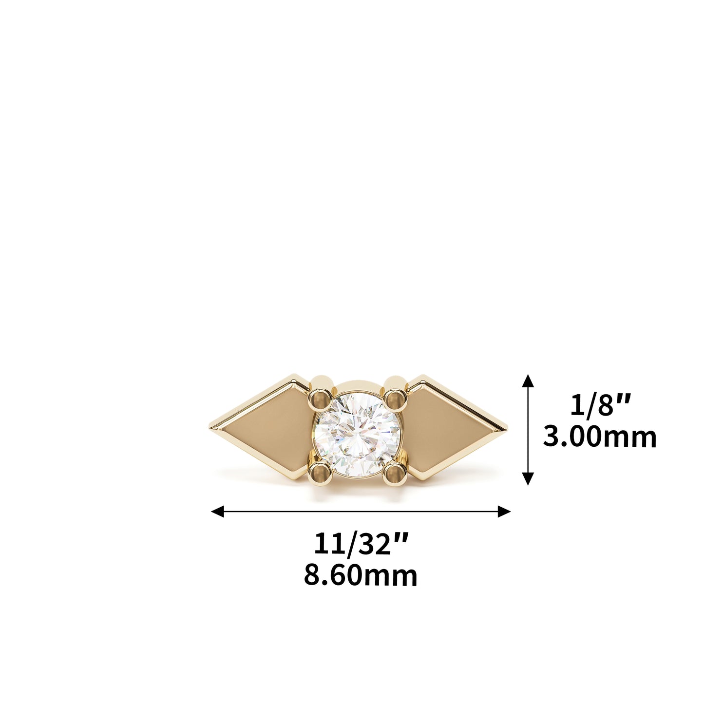 14K Gold Diamond Double Spike Threadless End