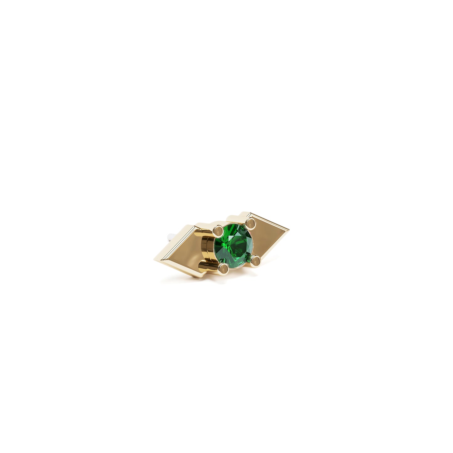 14K Gold Emerald Double Spike Threadless End