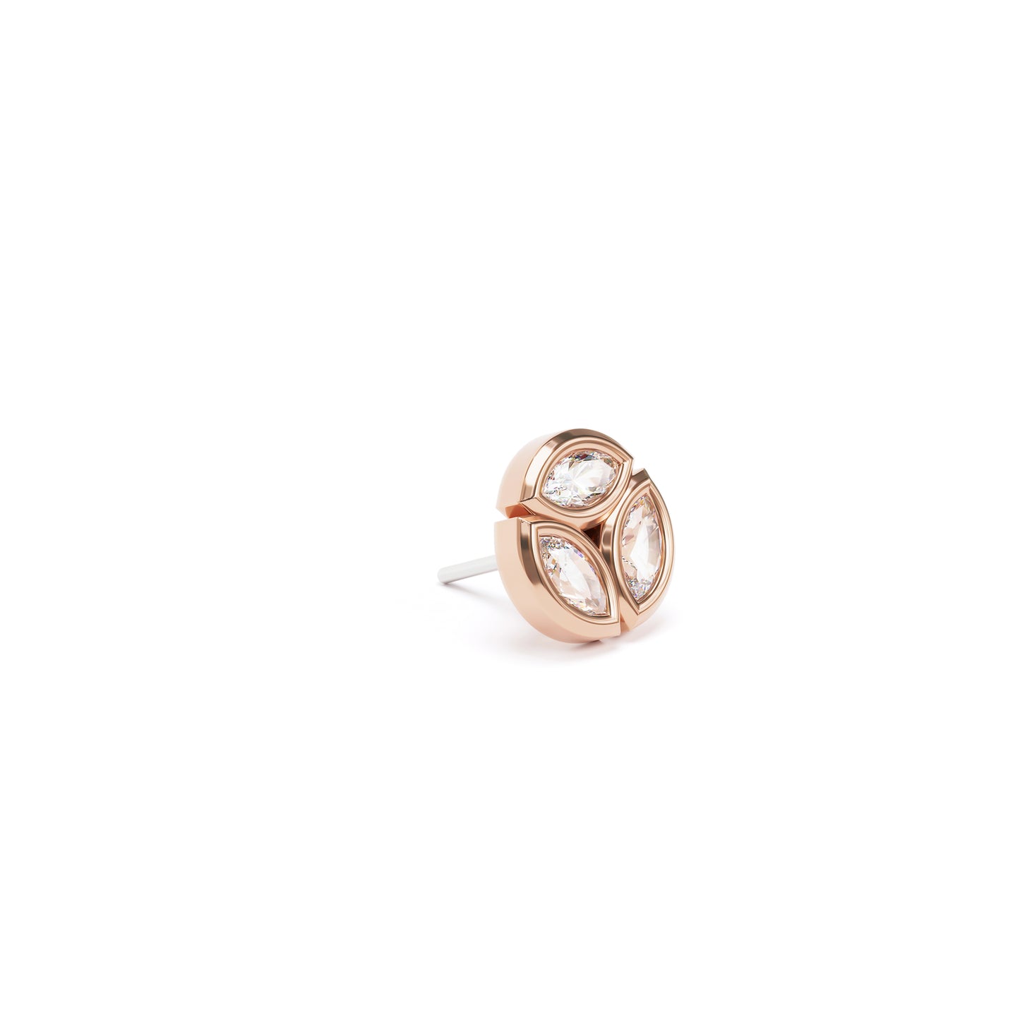14K Gold Trio Marquise Diamond Circle Threadless End