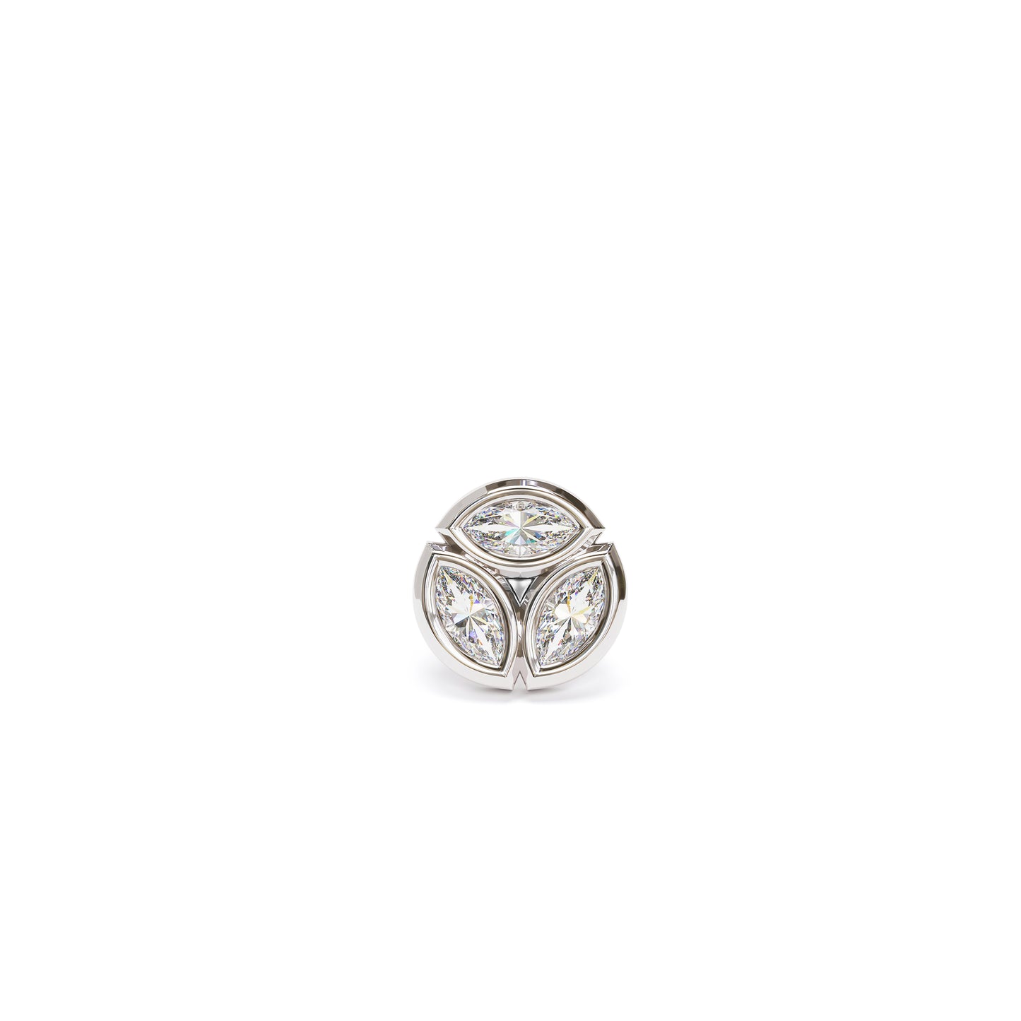 14K Gold Trio Marquise Diamond Circle Threadless End