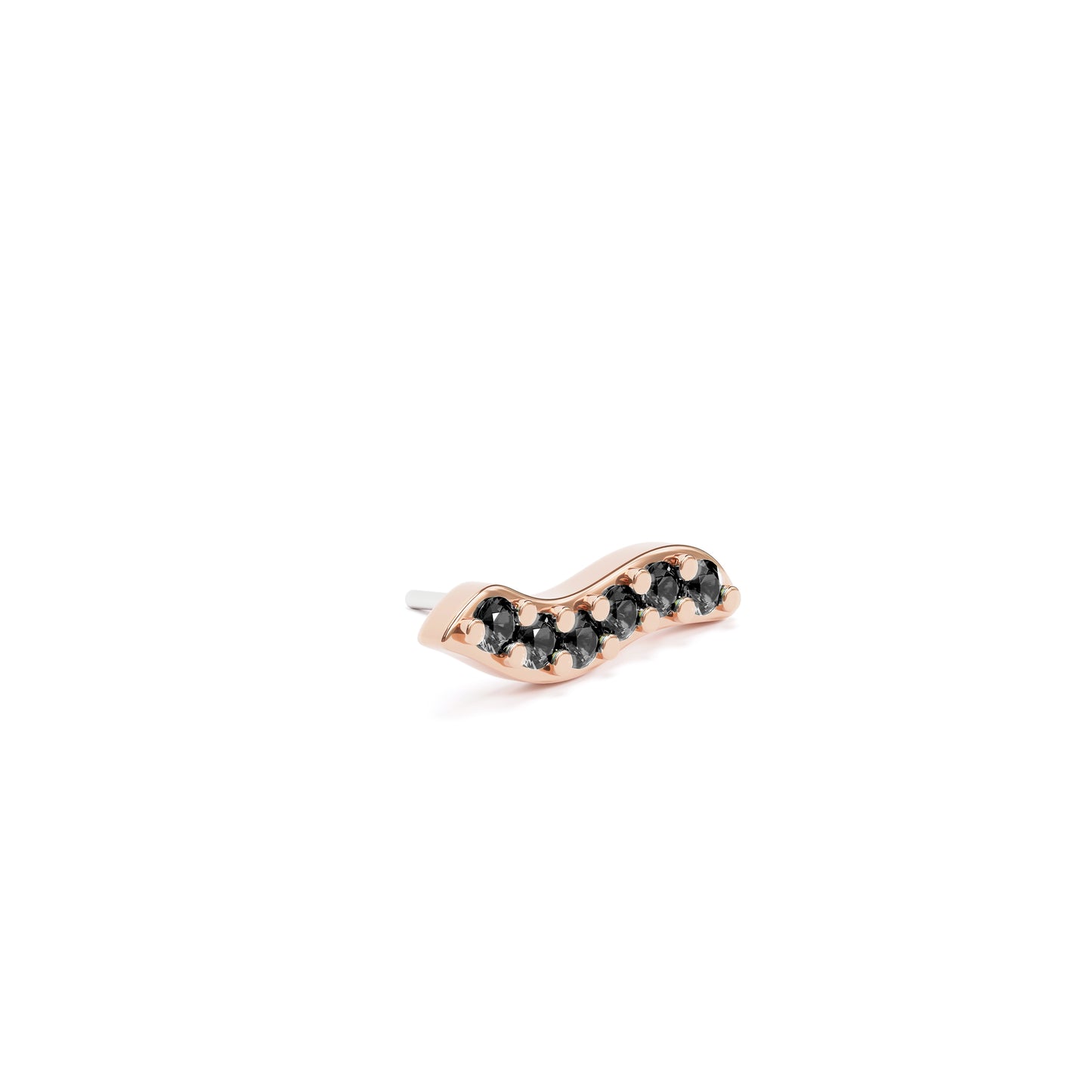 14K Gold Black Diamond Wave Threadless End