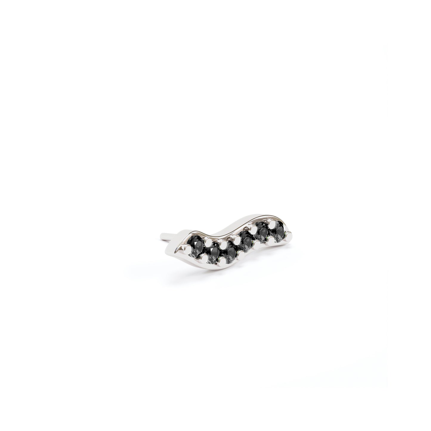 14K Gold Black Diamond Wave Threadless End