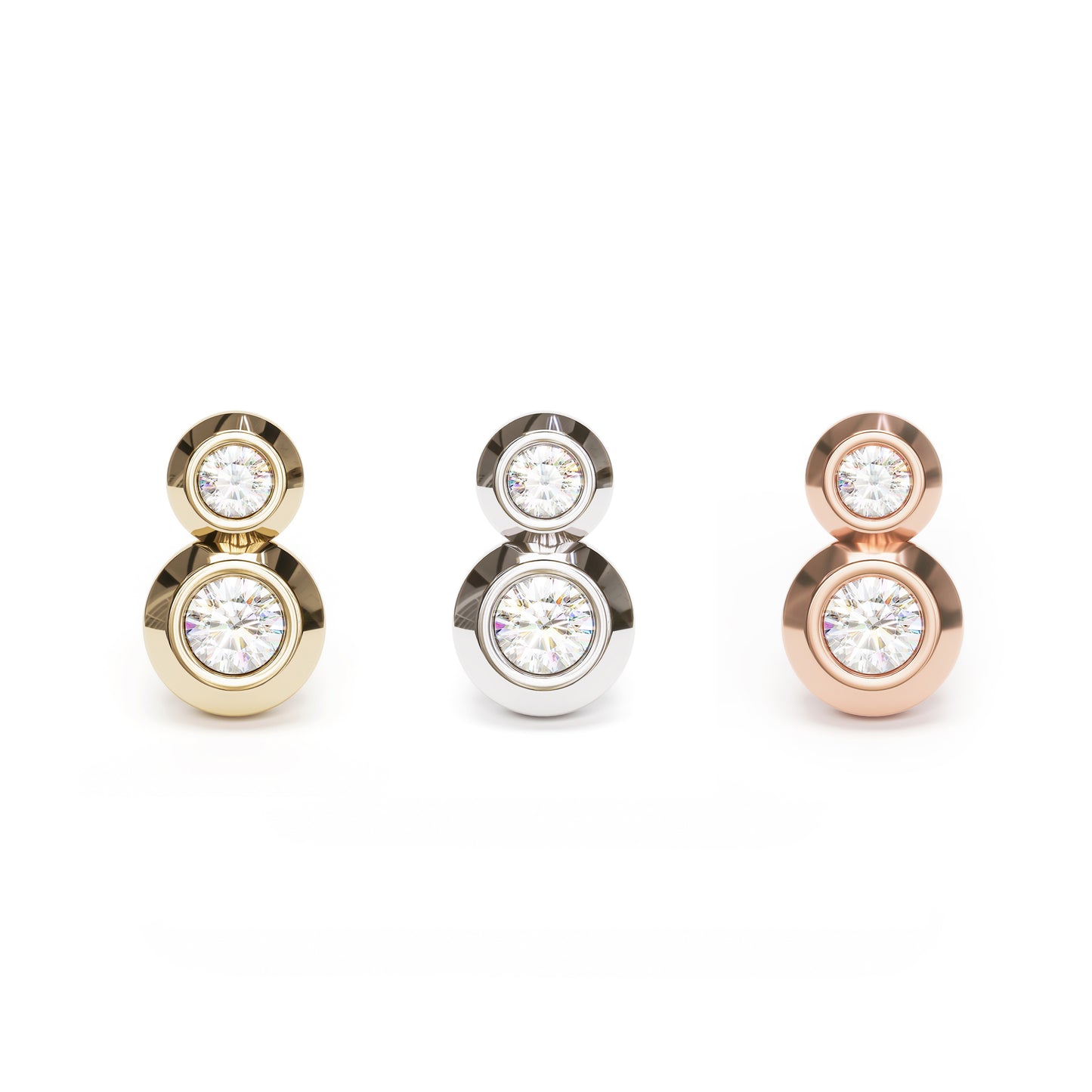 14K Gold Duo Diamond Threadless End