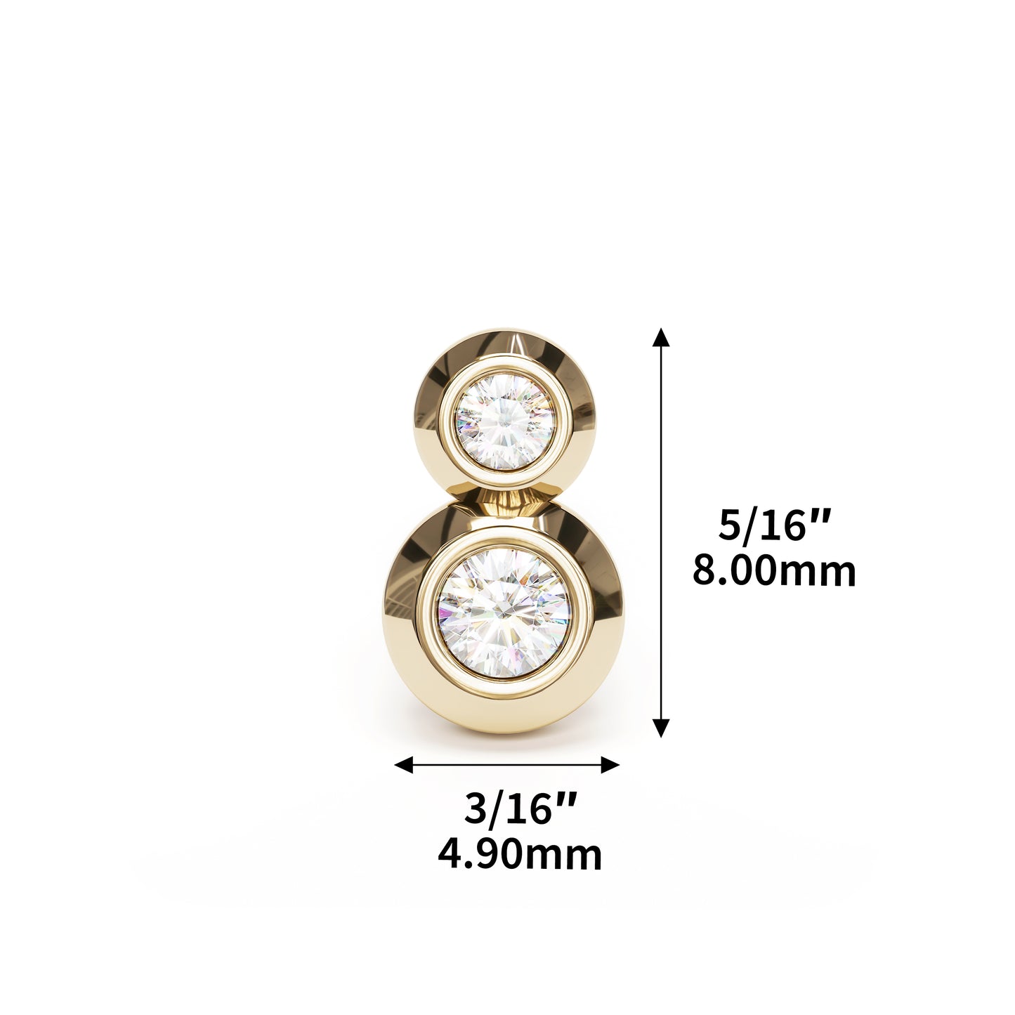 14K Gold Duo Diamond Threadless End