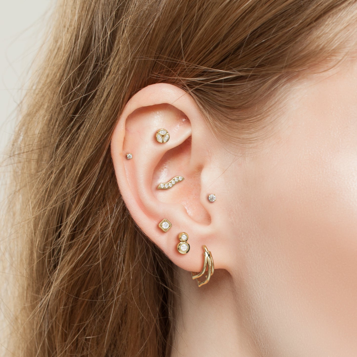 14K Gold Duo Diamond Threadless End