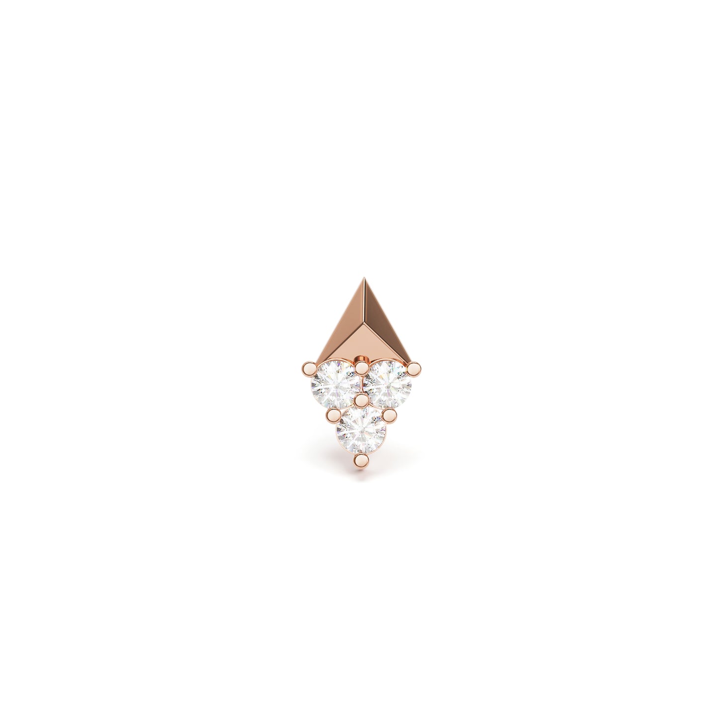 14K Gold Trio Diamond Pyramid Threadless End