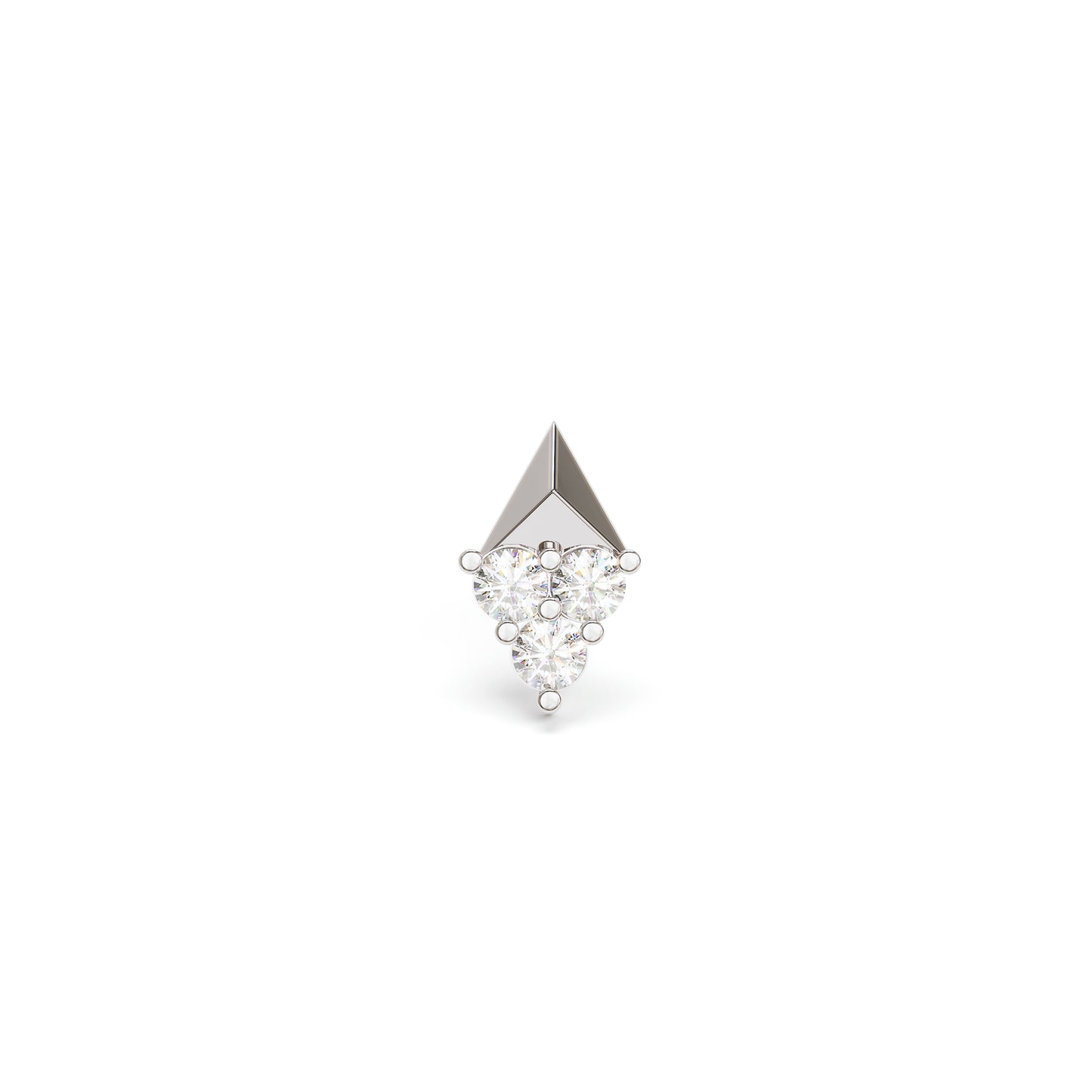 14K Gold Trio Diamond Pyramid Threadless End