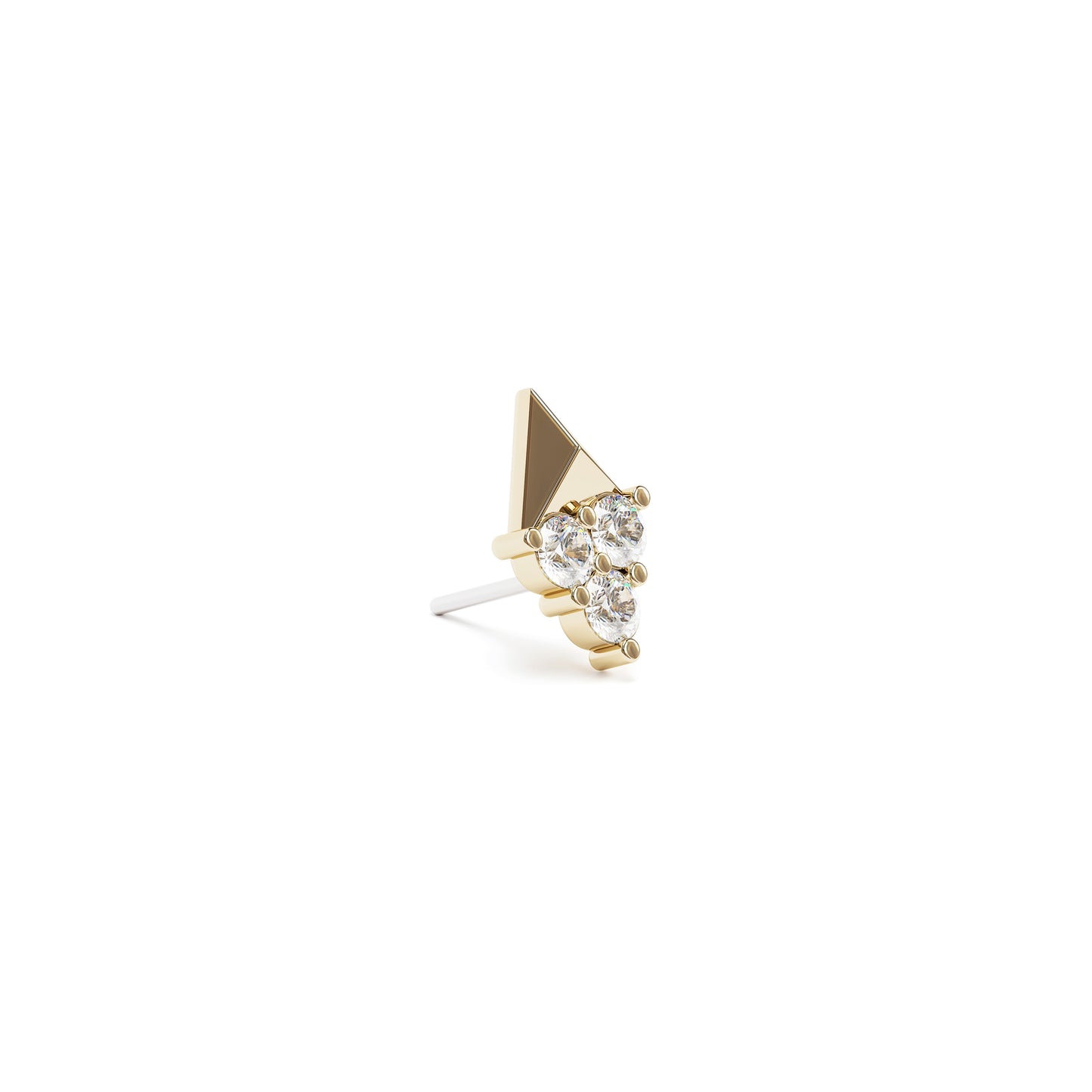 14K Gold Trio Diamond Pyramid Threadless End