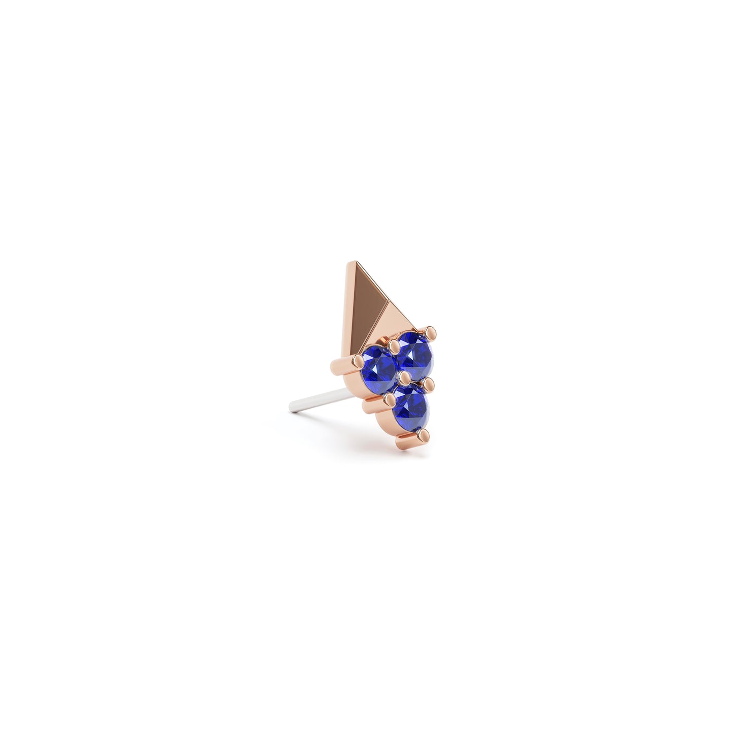 14K Gold Trio Sapphire Pyramid Threadless End