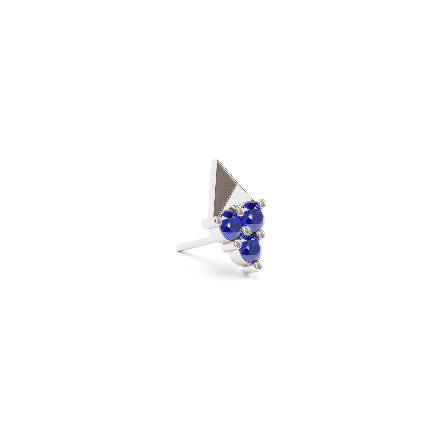 14K Gold Trio Sapphire Pyramid Threadless End