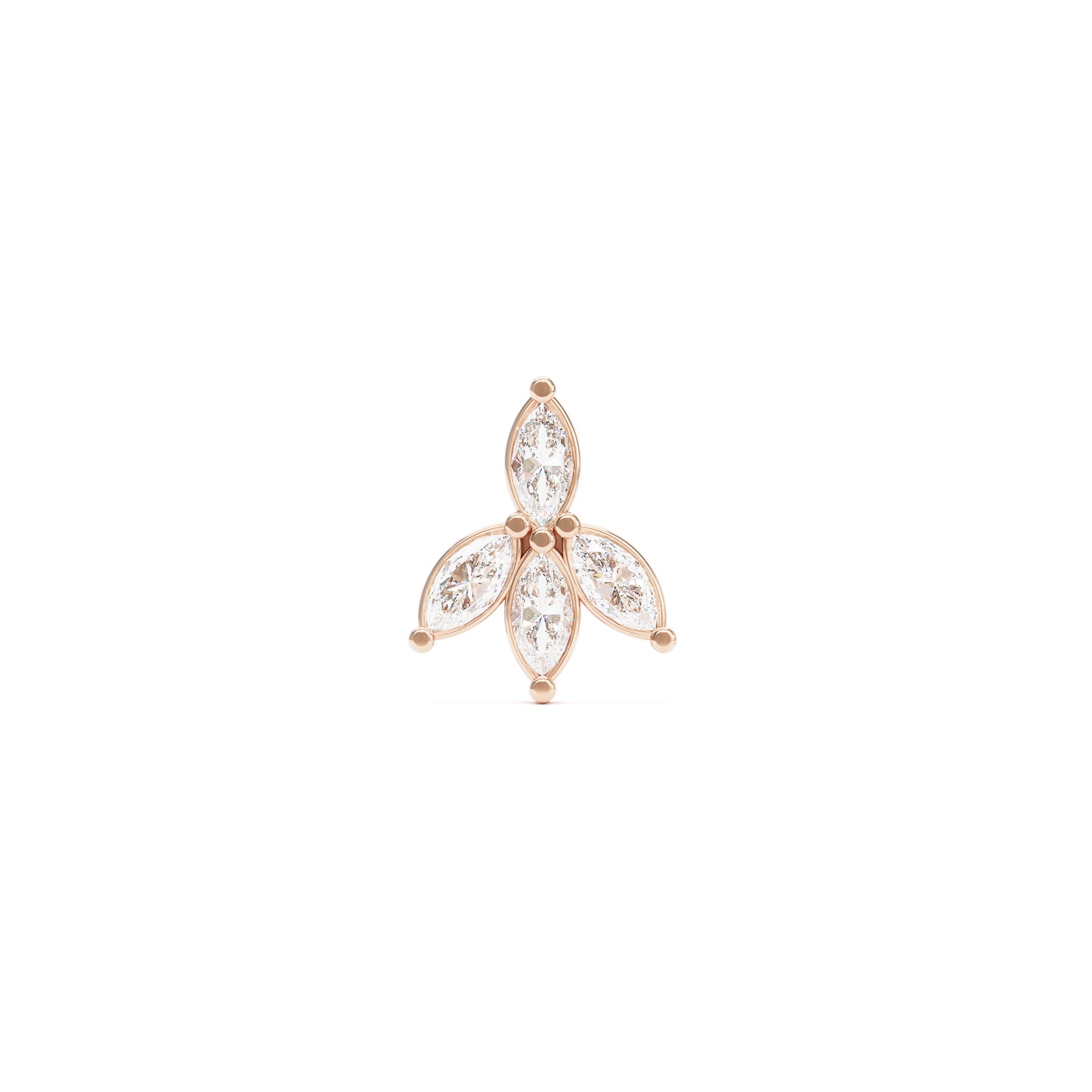 14K Gold Marquise Diamond Lotus Threadless End