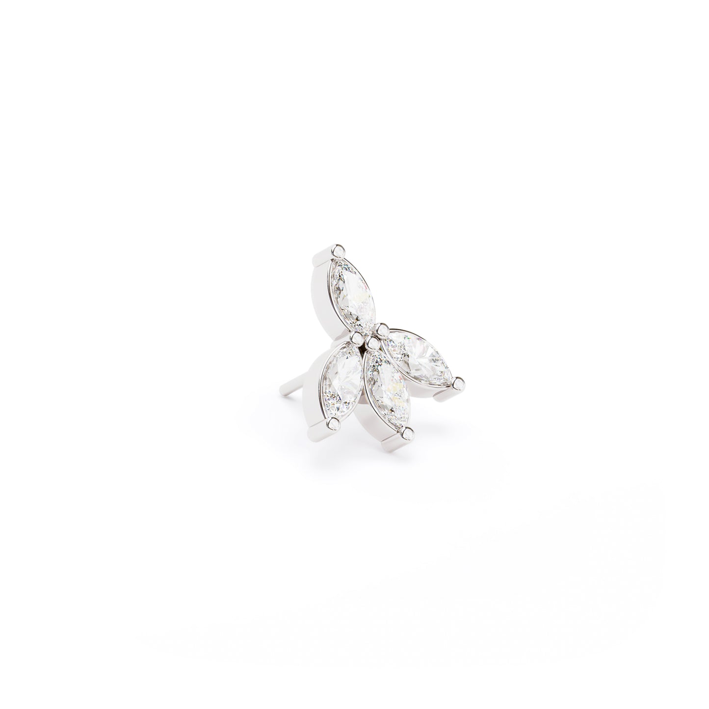 14K Gold Marquise Diamond Lotus Threadless End