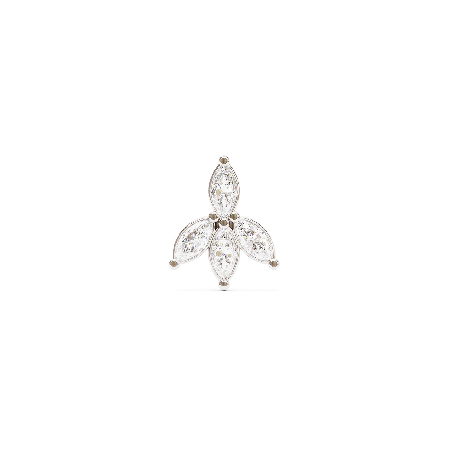 14K Gold Marquise Diamond Lotus Threadless End