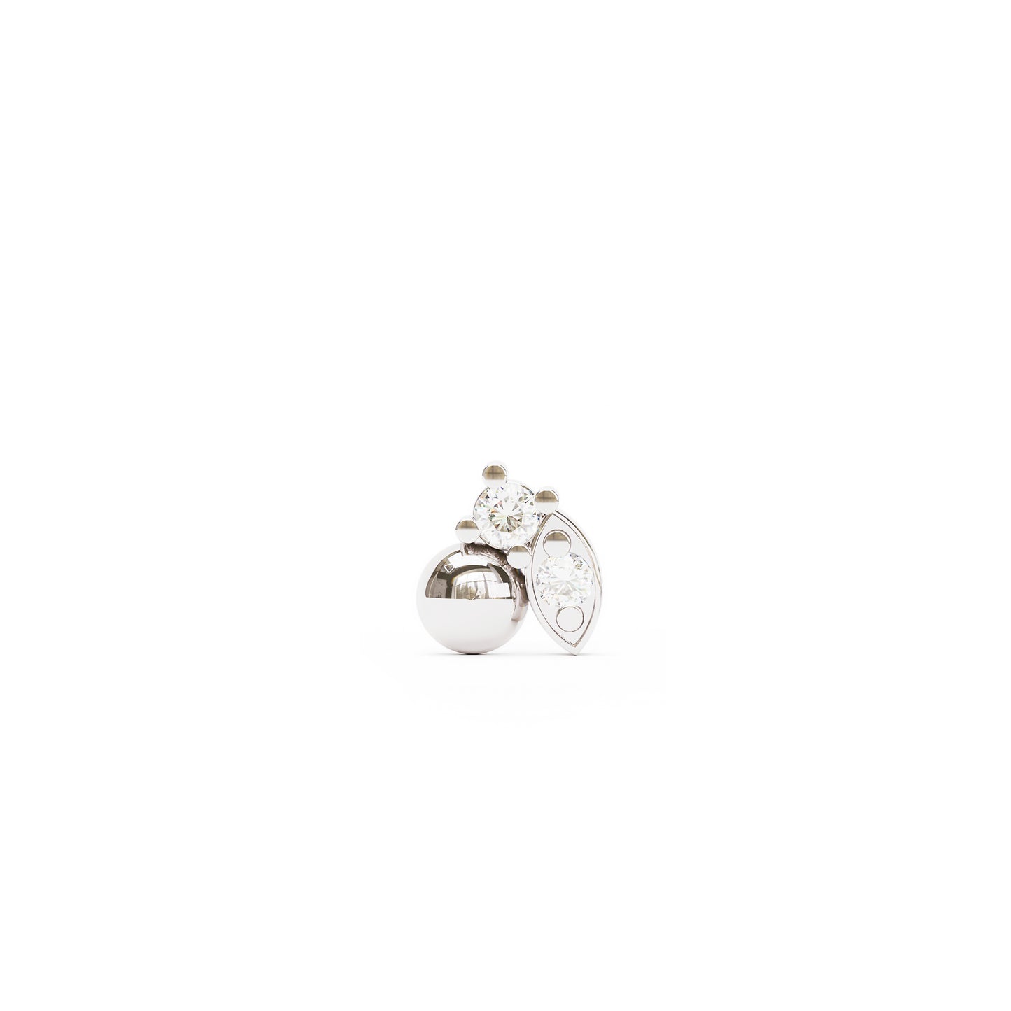 Unique 14K Gold Diamond Threadless End