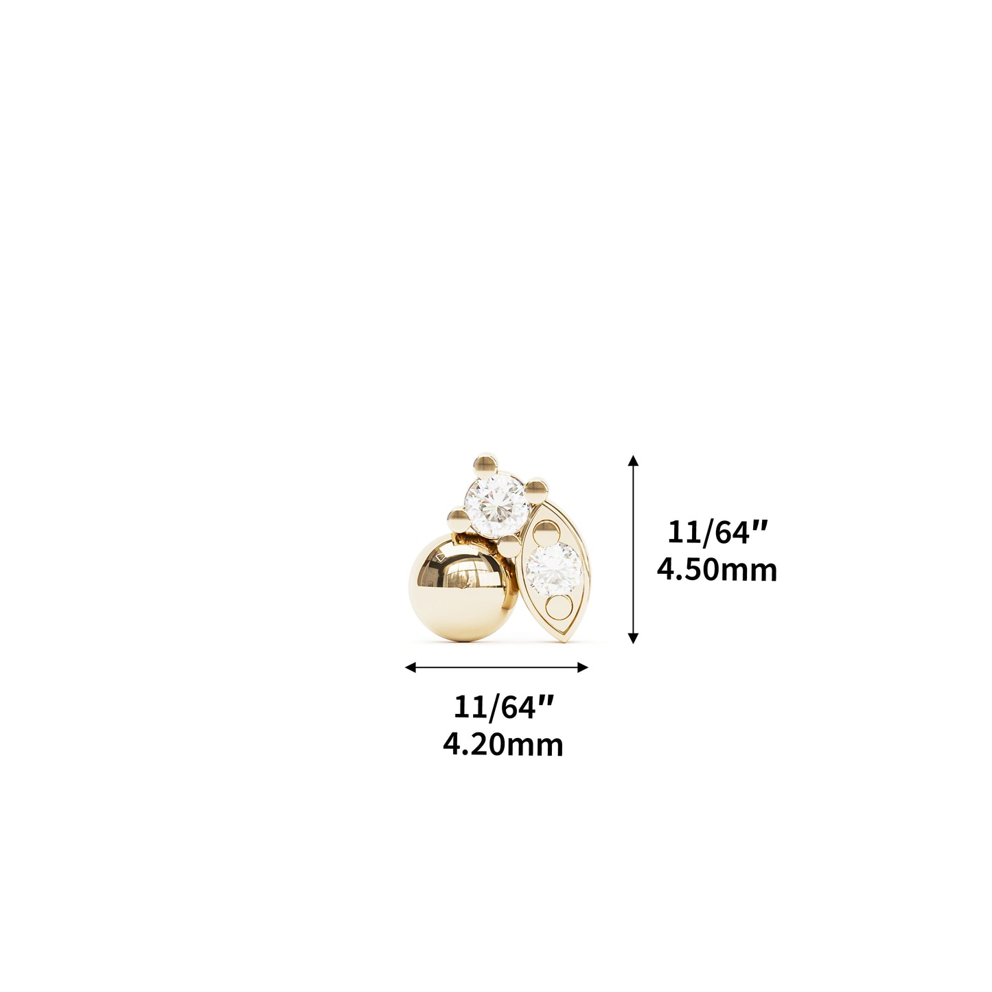 Unique 14K Gold Diamond Threadless End