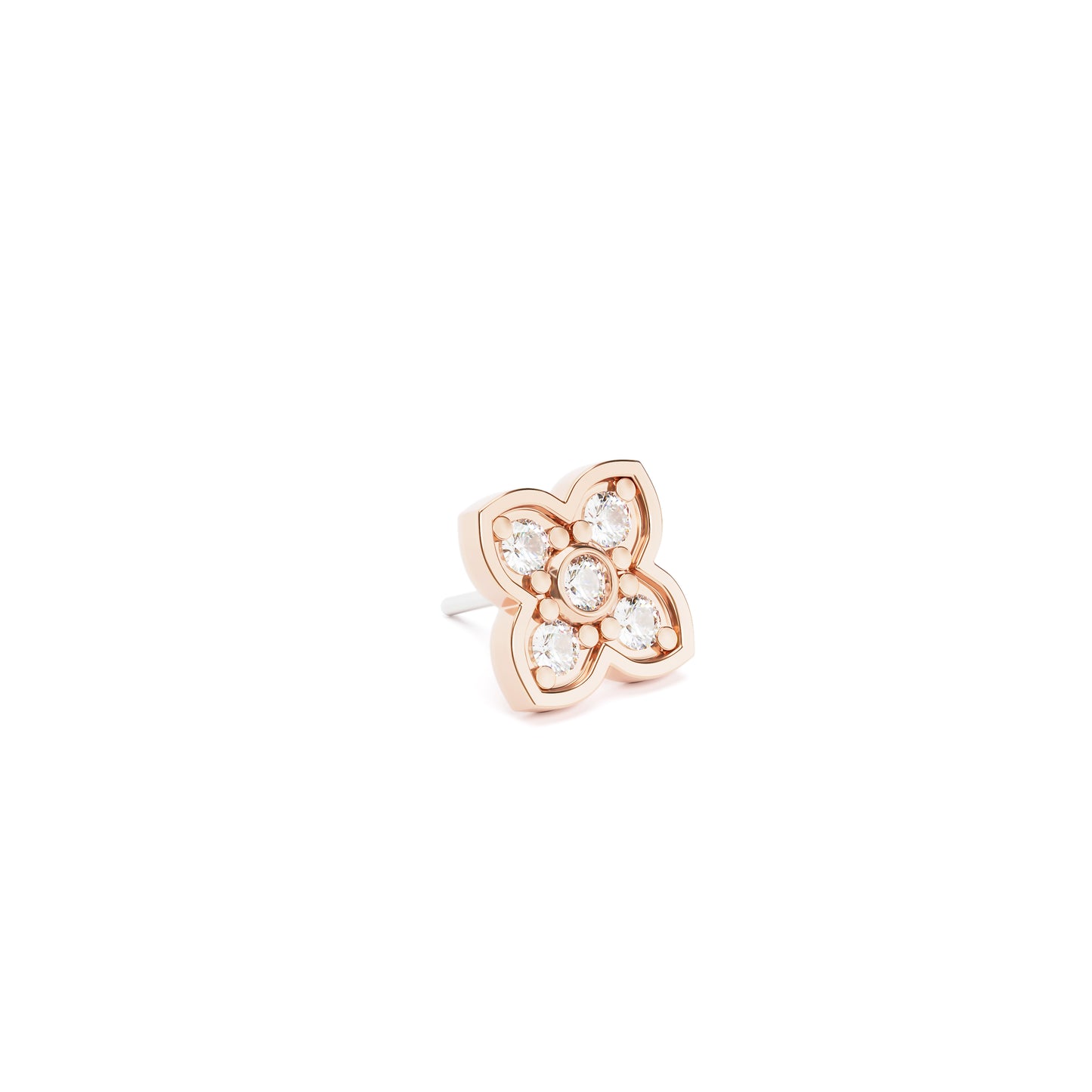 14K Gold Diamond Clover Threadless End