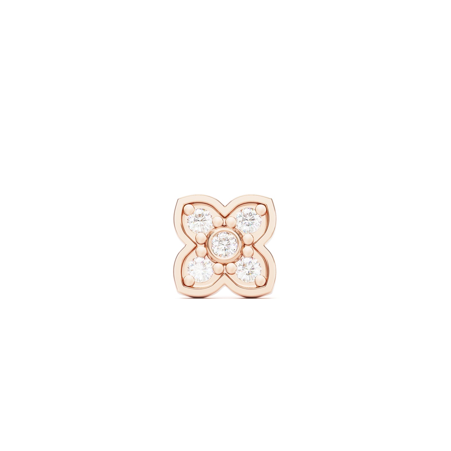 14K Gold Diamond Clover Threadless End