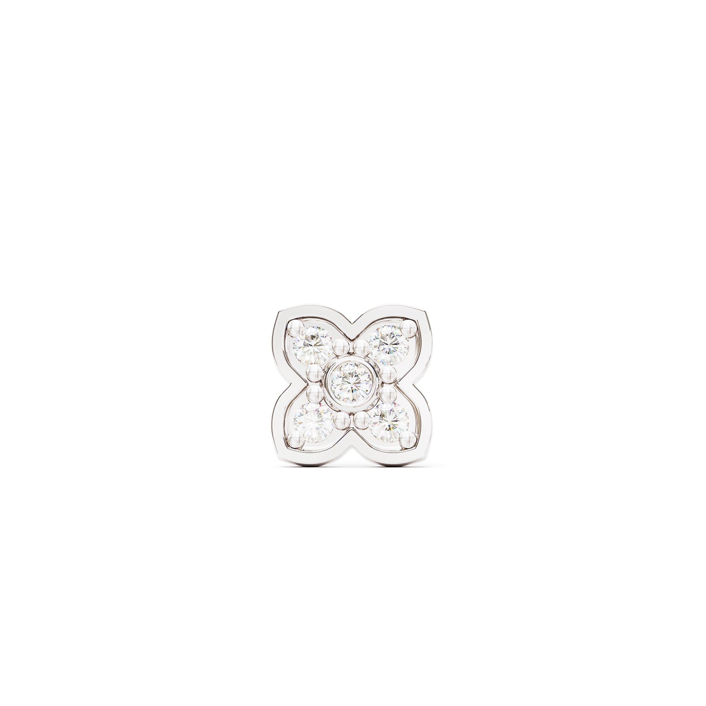 14K Gold Diamond Clover Threadless End