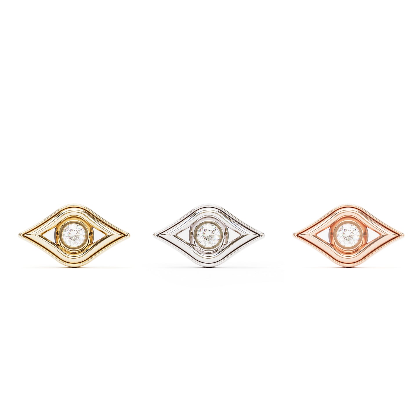 14K Gold Diamond Evil Eye Threadless End
