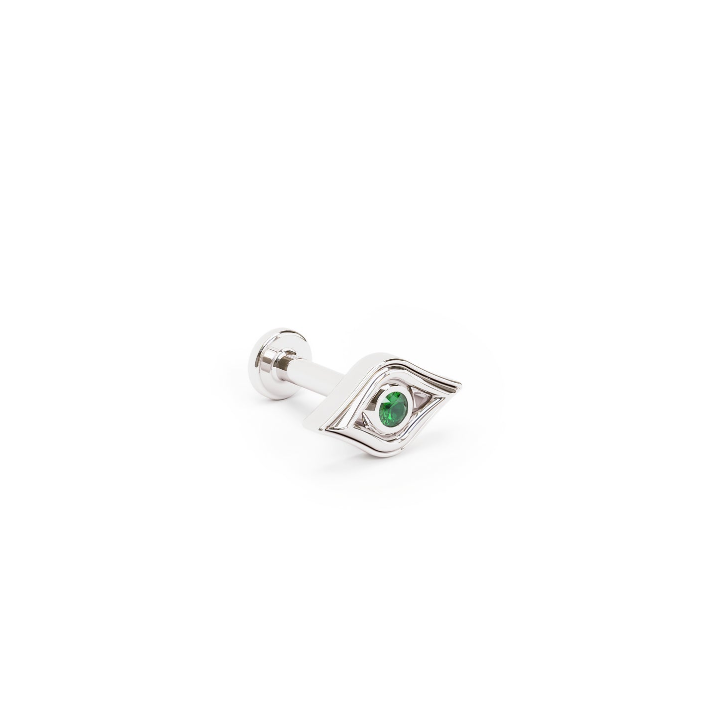 14K Gold Emerald Evil Eye Stud
