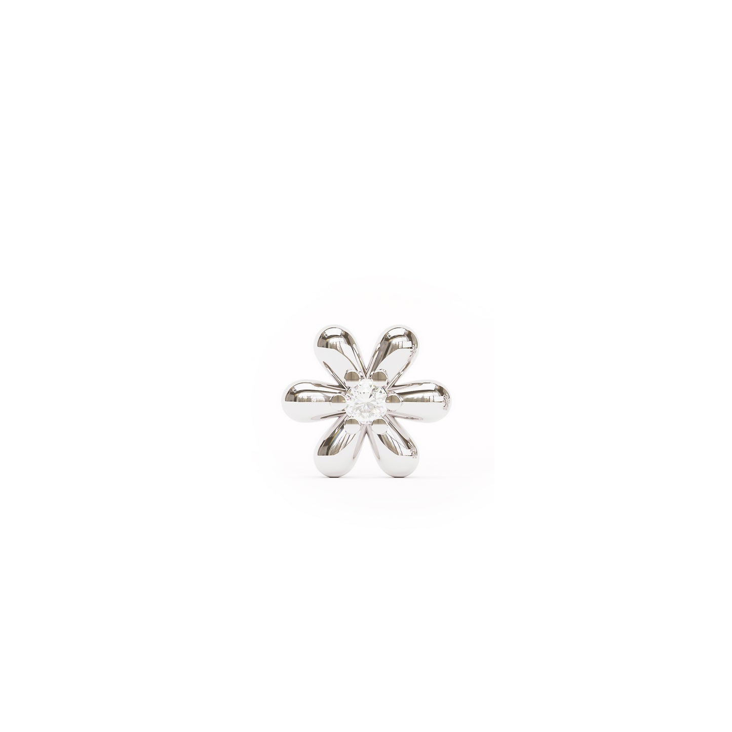 14K Gold Diamond Flower Threadless End
