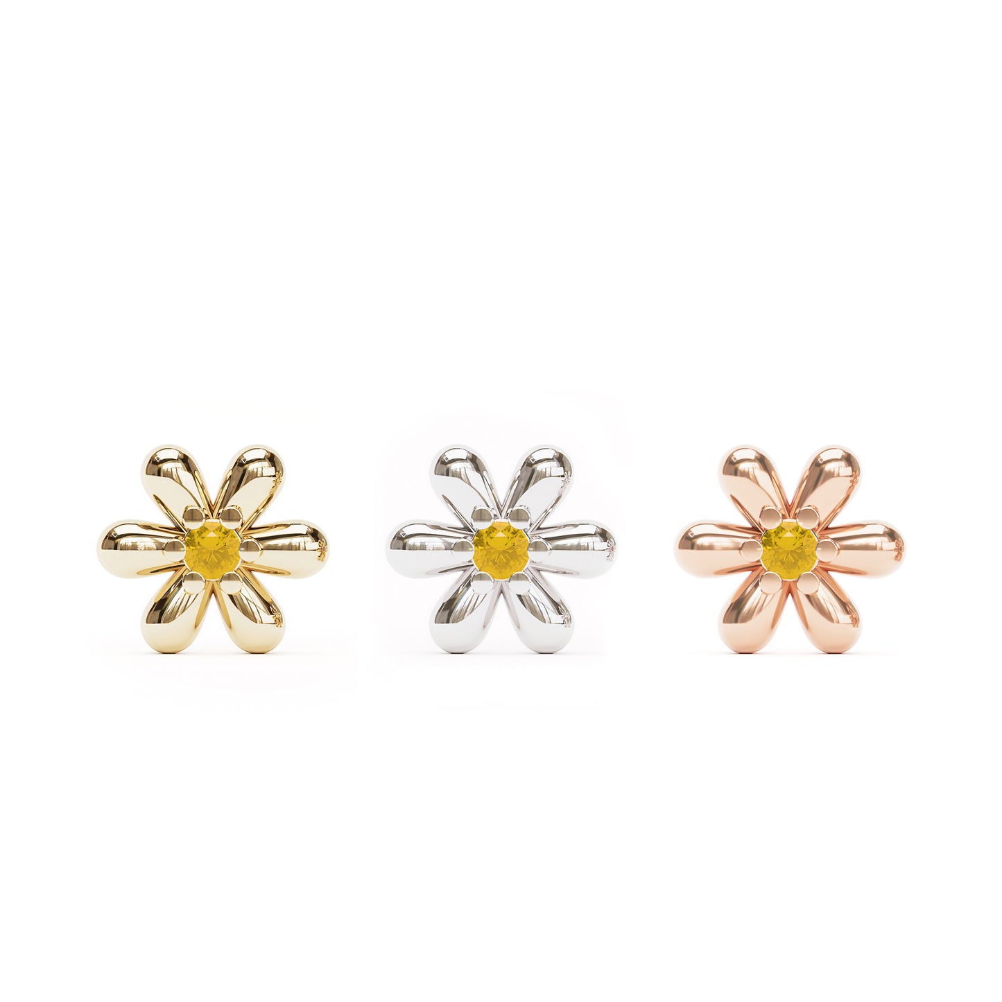 14K Gold Citrine Flower Threadless End