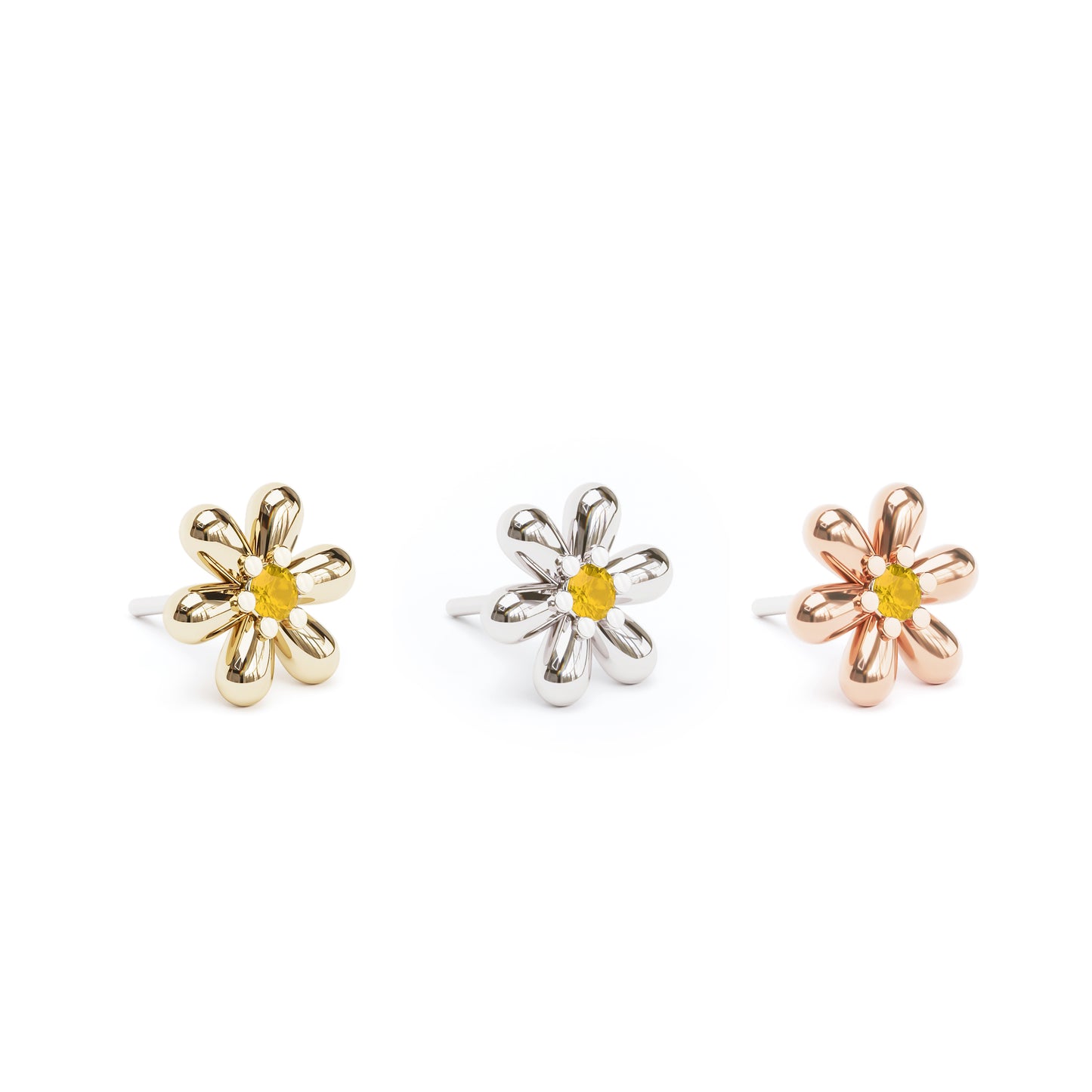 14K Gold Citrine Flower Threadless End