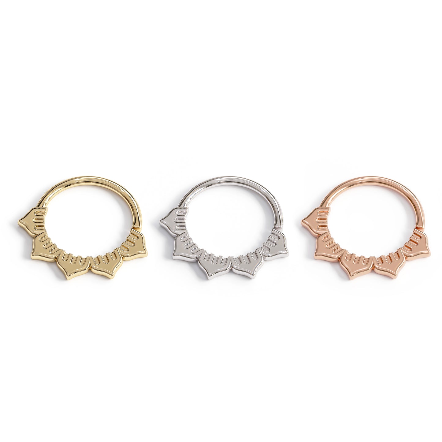 Solid Gold Lotus Seamless Hoop