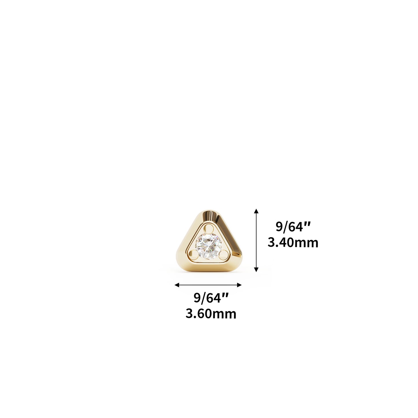 14K Gold Diamond Triangle Threadless End