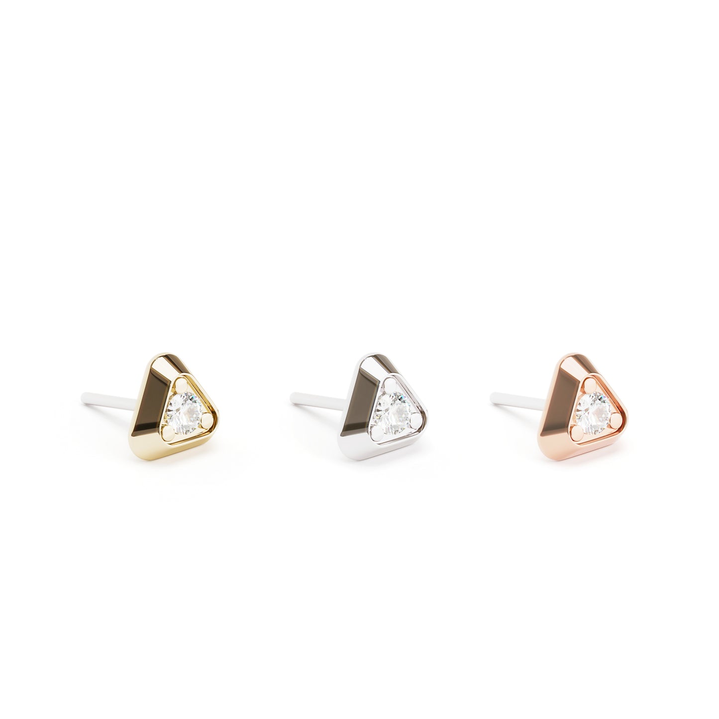 14K Gold Diamond Triangle Threadless End