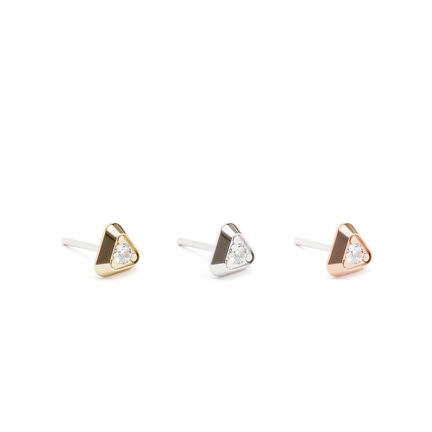Tiny 14K Gold Diamond Triangle Threadless End