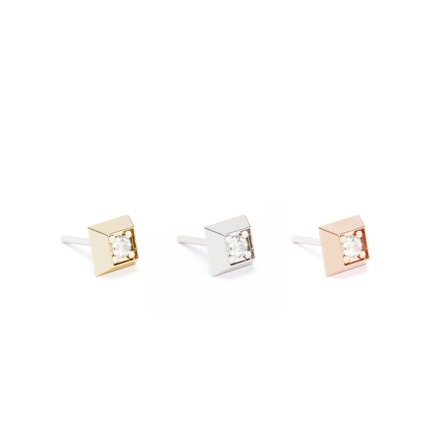 Tiny 14K Gold Diamond Square Threadless End