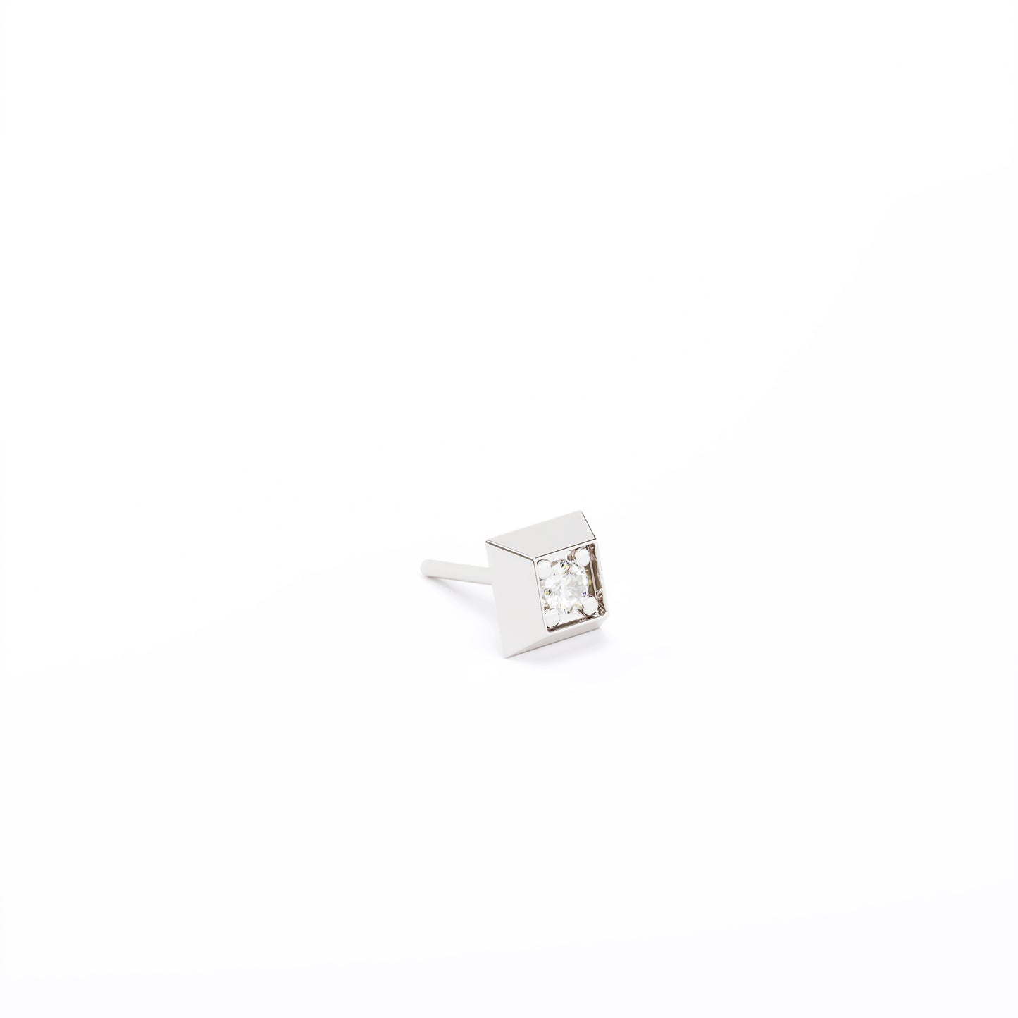 Tiny 14K Gold Diamond Square Threadless End