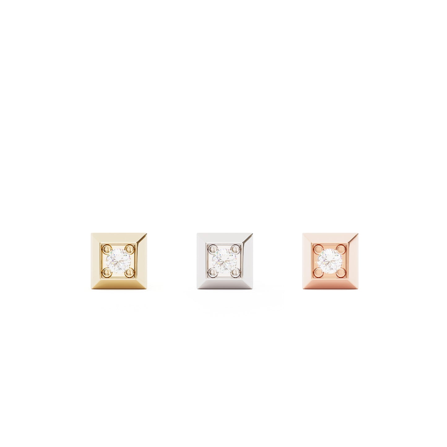 Tiny 14K Gold Diamond Square Threadless End