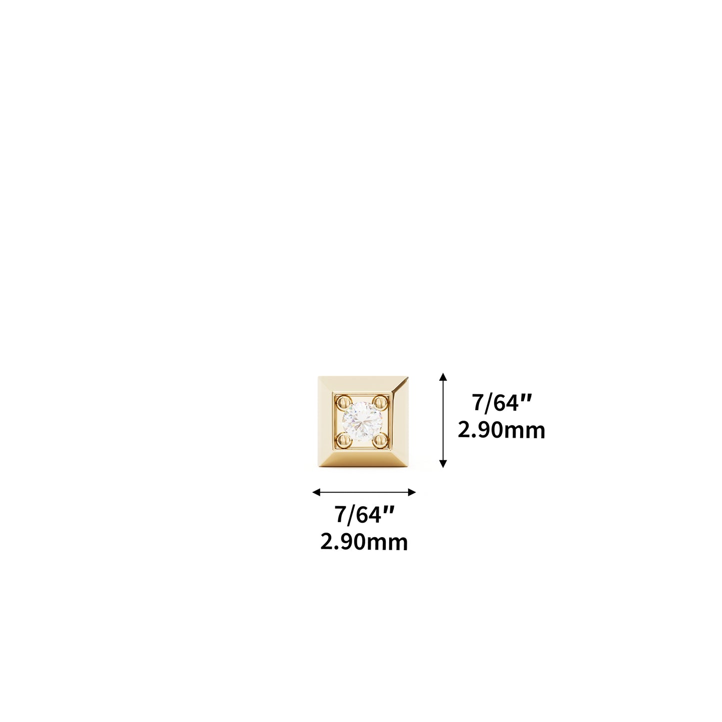Tiny 14K Gold Diamond Square Threadless End