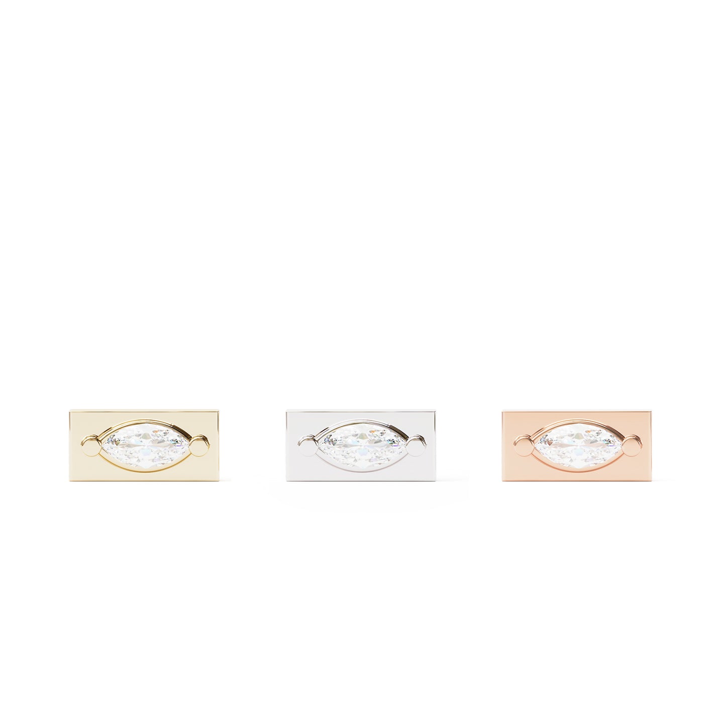 14K Gold Marquise Diamond Bar Threadless End