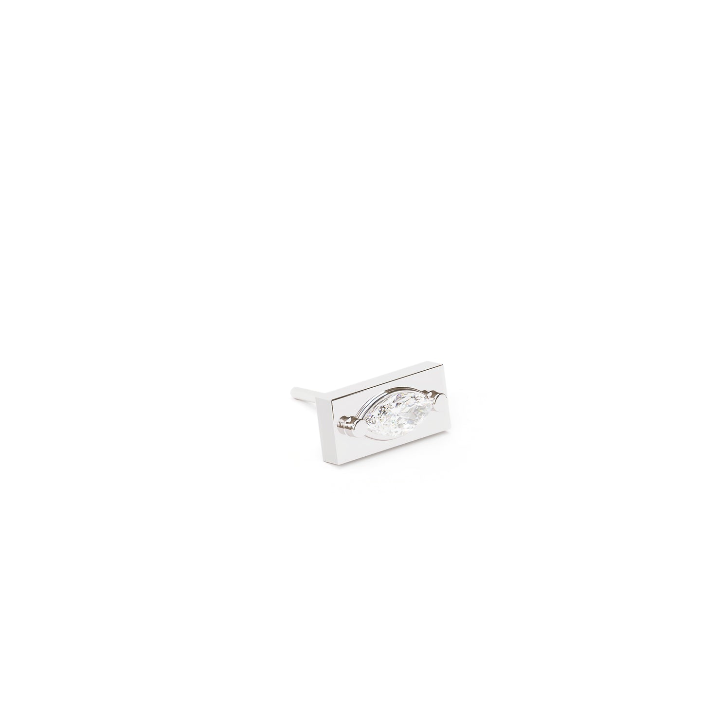 14K Gold Marquise Diamond Bar Threadless End