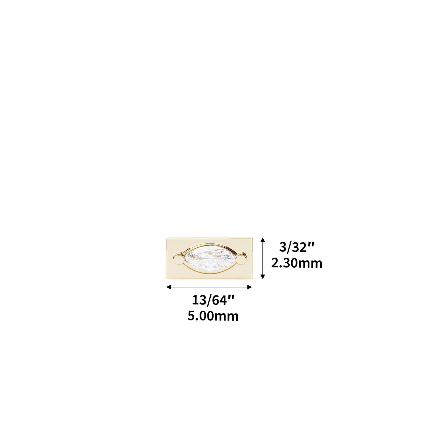 14K Gold Marquise Diamond Bar Threadless End