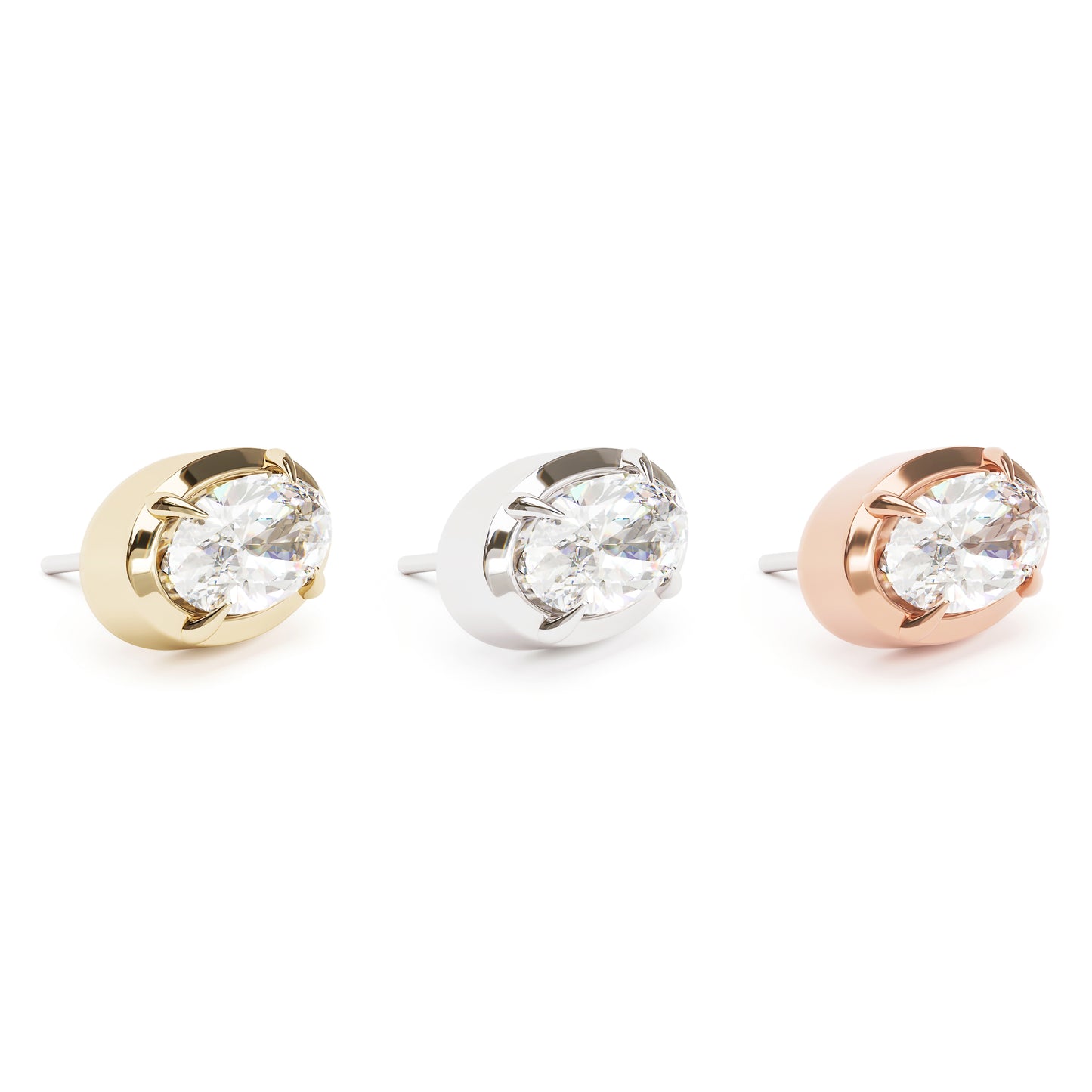 14K Gold Oval-Cut Diamond Threadless End