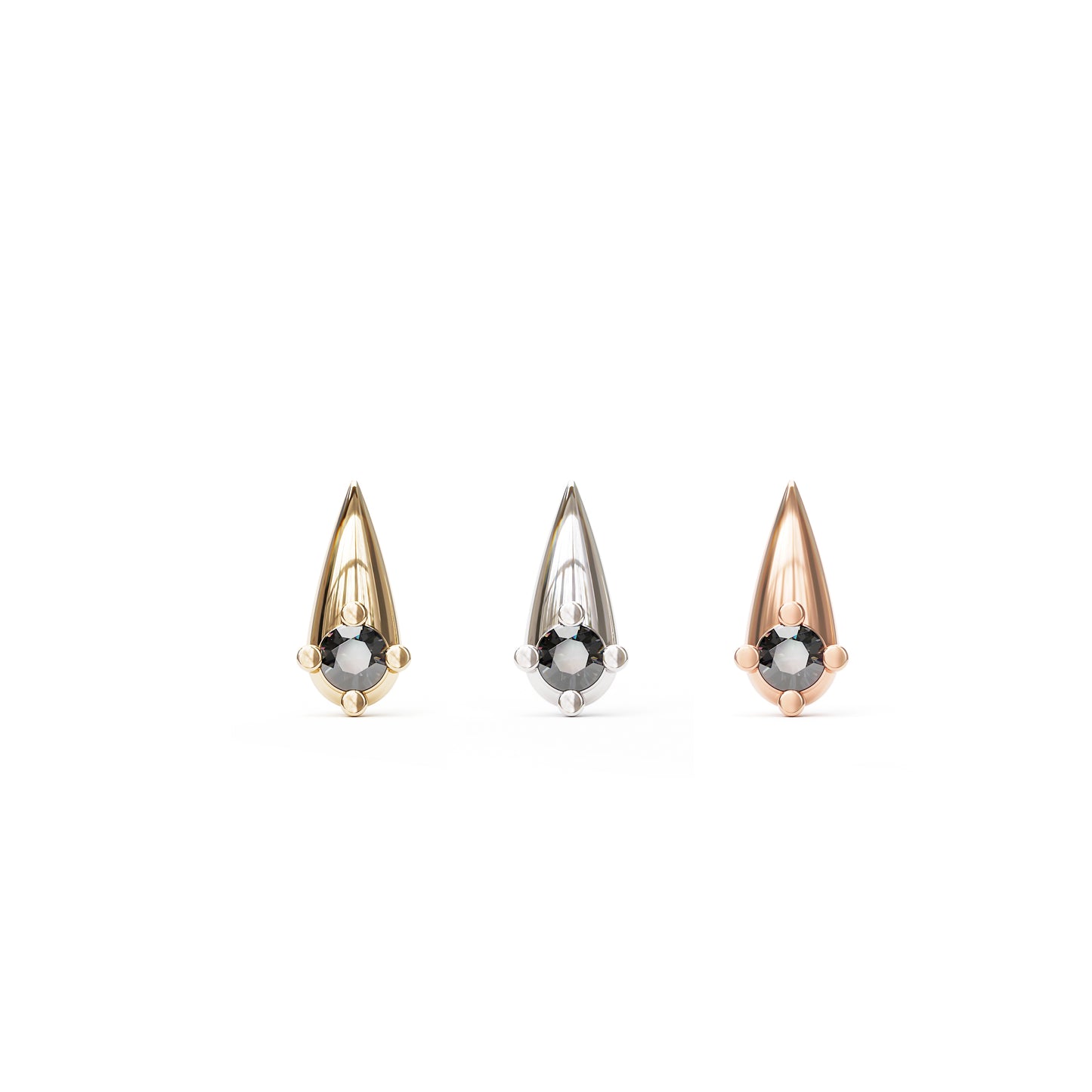 14K Gold Black Diamond Spike Threadless End