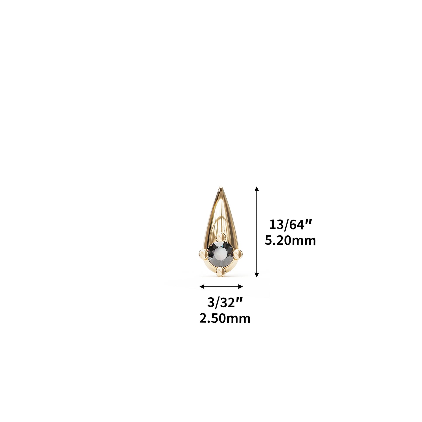 14K Gold Black Diamond Spike Threadless End