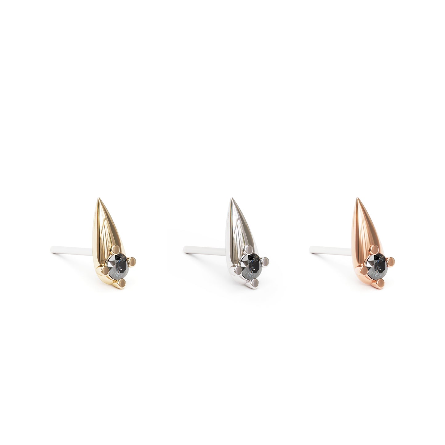 14K Gold Black Diamond Spike Threadless End